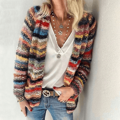 Flerfarget boho cardigan for kvinner